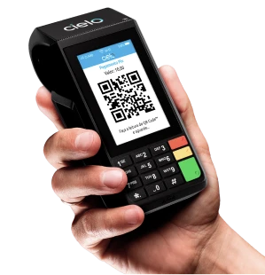 Maquininha com QR Code Pix com valor de venda de R$ 10,00.